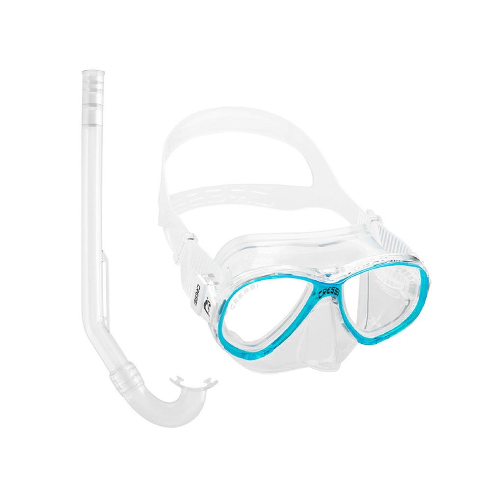Μάσκα σιλικόνης CRESSI PERLA JUNIOR + Αναπνευστήρας MINIGRINGO Clear/Frame Aquamarine  image