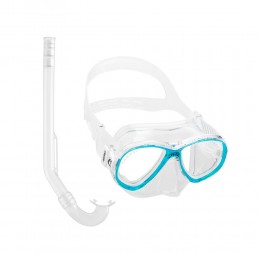 Μάσκα σιλικόνης CRESSI PERLA JUNIOR + Αναπνευστήρας MINIGRINGO Clear/Frame Aquamarine  image