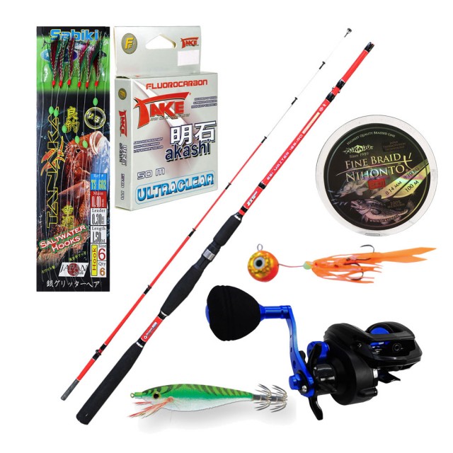 Καλάμι EGI MASTER RD + Μηχανισμός ENYO DC3 + Νήμα + Πετονιά fluorocarbon + Πλάνος + Τσαπαρί + Καλαμαριέρα main image