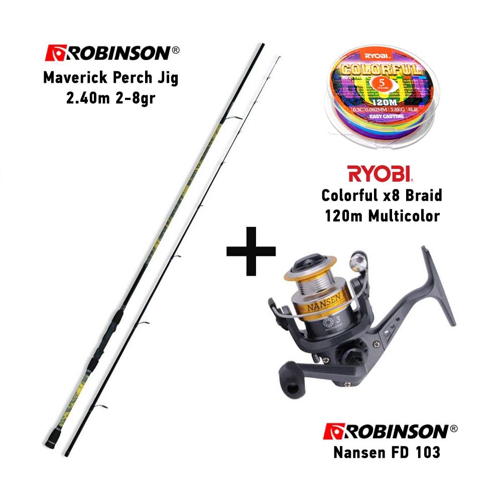 Καλάμι ROBINSON MAVERICK 2.40mt 2-8gr + Μηχανισμός ROBINSON NANSEN + RYOBI COLORFUL 120m image