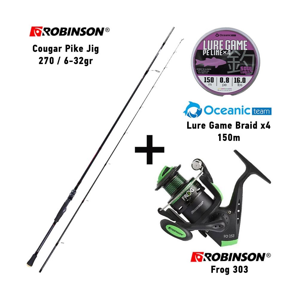 Καλάμι COUGAR PIKE JIG 270 6-32gr + Μηχανισμός FROG 303 + Νήμα LURE GAME BRAID x4 150m image