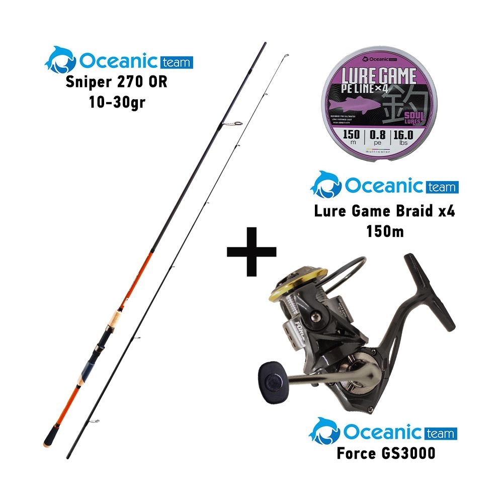 Καλάμι OCEANIC SNIPER 270 OR 10-30gr + Μηχανισμός FORCE GS3000 + Νήμα LURE GAME BRAID 150m image