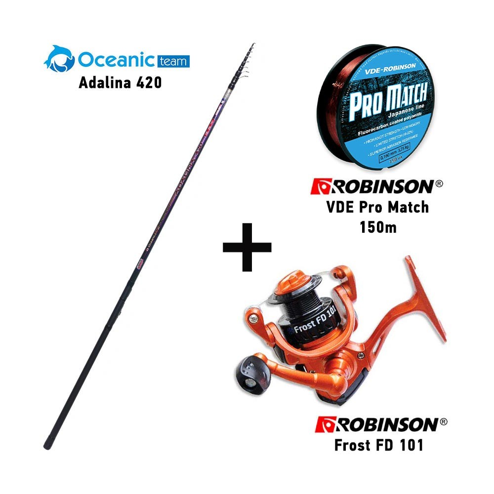 Καλάμι OCEANIC ADALINA 420 + Μηχανισμός ROBINSON FROST FD 101 + Πετονιά ROBINSON PRO MATCH 150m image