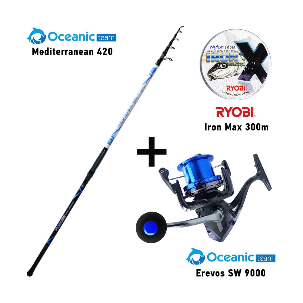 Καλάμι OCEANIC MEDITERRANEAN 420 + Μηχανισμός EREVOS SW 9000 + Πετονιά RYOBI IRON MAX image