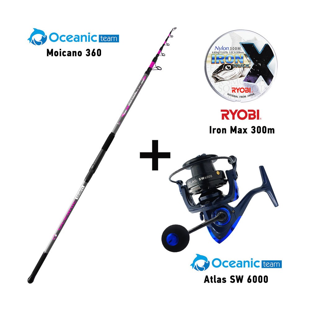 Καλάμι OCEANIC MOICANO 360 + Μηχανισμός ATLAS SW 6000 + Πετονιά RYOBI IRON MAX image