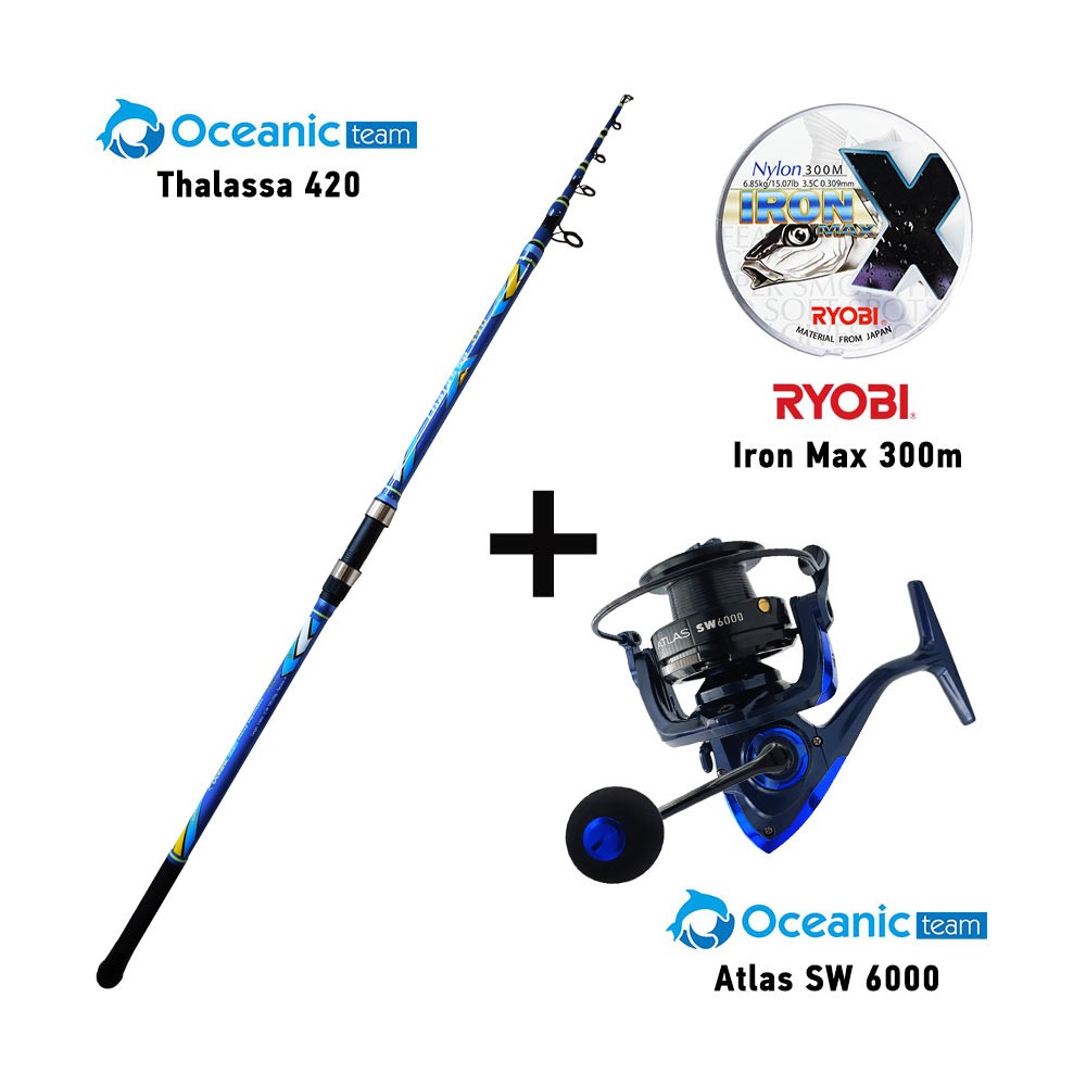 Καλάμι OCEANIC THALASSA 420 + Μηχανισμός ATLAS SW 6000 + Πετονιά RYOBI IRON MAX image