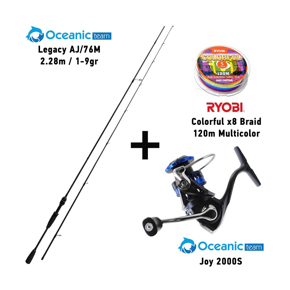 Καλάμι OCEANIC LEGACY AJ/76M 2.28m 1-9gr + Μηχανισμός JOY 2000S + Νήμα RYOBI COLORFUL x8 image