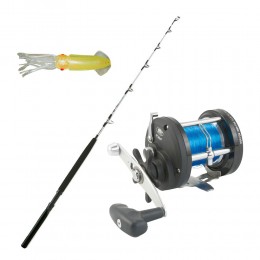 Καλάμι MIAMI 1.65mt 8-16lbs + Μηχανισμός JD TROLLING EVOLUTION 300 + Πετονιά + Τεχνητό  image