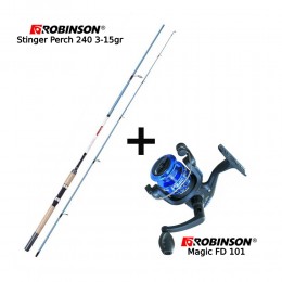 Combo LRF: Καλάμι ROBINSON STINGER PERCH 240 3-15gr + Μηχανισμός ROBINSON MAGIC FD 101 image