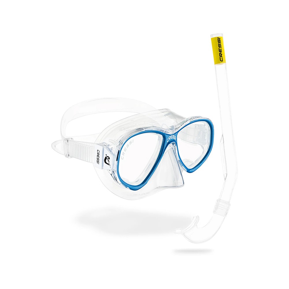 Μάσκα CRESSI PERLA JUNIOR + Αναπνευστήρας ISLAND Clear Frame Blue image