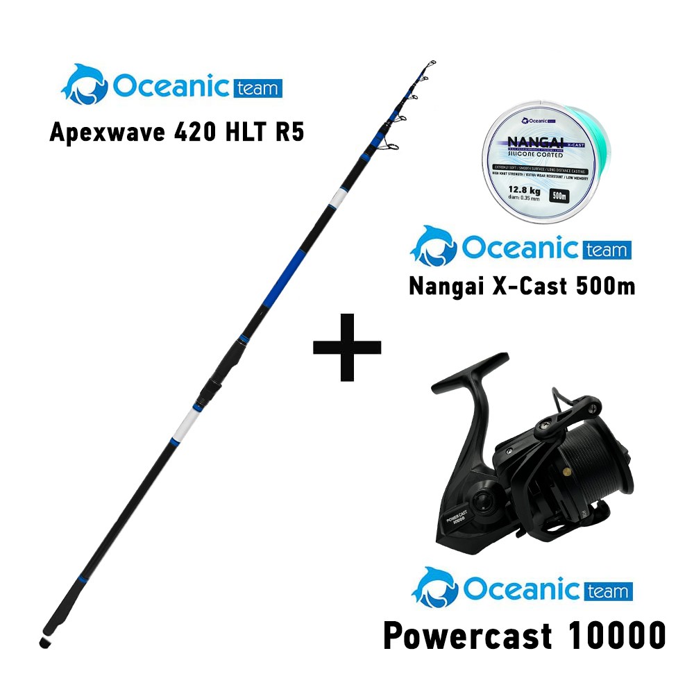 Σετ Surf Casting Oceanic ApexWave 420 HLT R5 80-170gr + Oceanic Power Cast 10000 + Nangai X- CAST 500m image