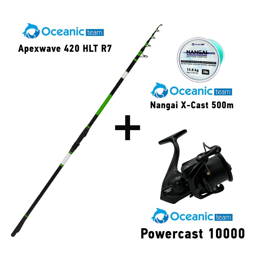 Σετ Surf Casting Oceanic ApexWave 420 HLT R7 100-200gr + Oceanic Power Cast 10000 + Nangai X- CAST 500m image