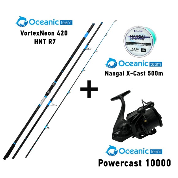 Σετ Surf Casting Oceanic VortexNeon 420 HNT R7 100-225gr + Oceanic Power Cast 10000 + Nangai X- CAST 500m main image